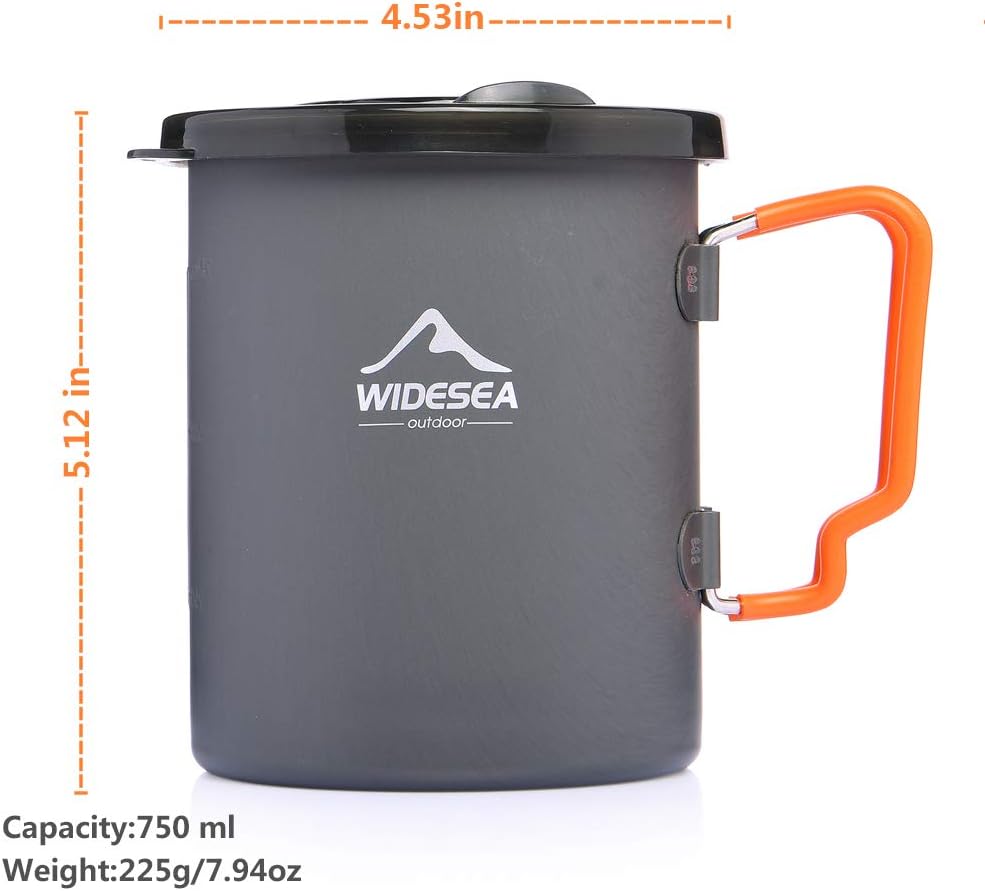 widesea Camping Coffee Pot 750ML | French Press Coffee Maker, Lightweight Backpacking Pot with Collapsible Handle for