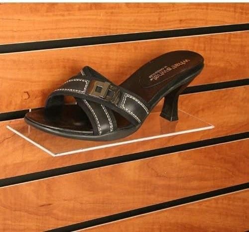 4" 10" 2 Pack Clear Acrylic Slatwall Shoe Shelf, D x L Flat Acrylic Shoe Display Shelf