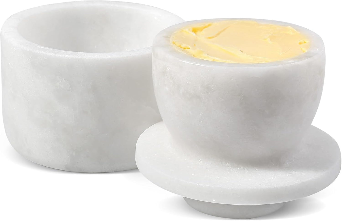 Counter Koville White Marble Butter Keeper Handmade French Butter Holder For Kitchen Decor, Stone Butter Dish Butter