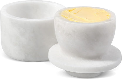 Counter Koville White Marble Butter Keeper Handmade French Butter Holder For Kitchen Decor, Stone Butter Dish Butter