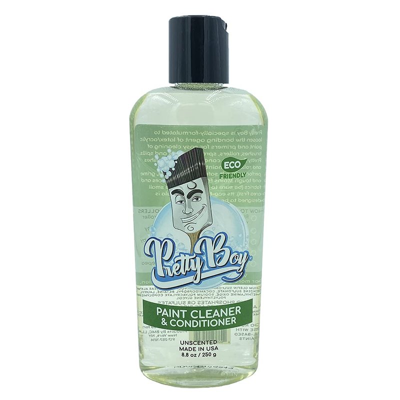Pretty Boy Paint Cleaner & Conditioner – Eco-Friendly Solution for Cleaning & Conditioning Paint Brushes, Rollers, and Tools – Removes Water-Based Paints, Stains, Primers, and More (8.8 oz Bottle)
