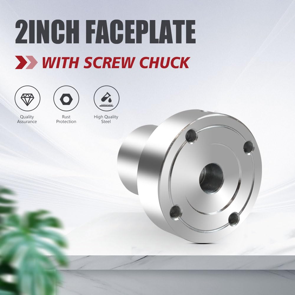 Phukmlong 2" Wood Lathe Steel Faceplate Chucks with ScrewChuck, 1"-8TPI Thread Woodworking Accessories Tools…