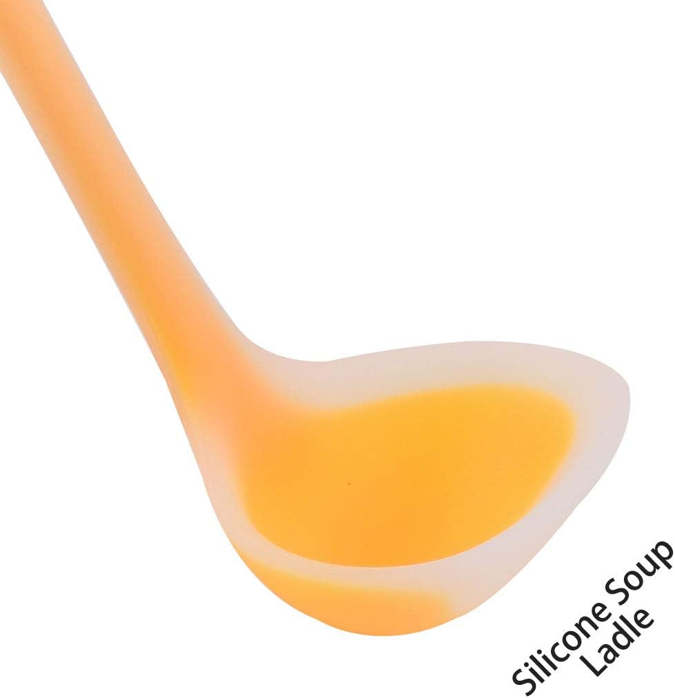 uxcell 8.3 Inch Silicone Soup Ladle Spoon, Heat Resistant to 450°F, One Piece Design for Restaurant Kitchen