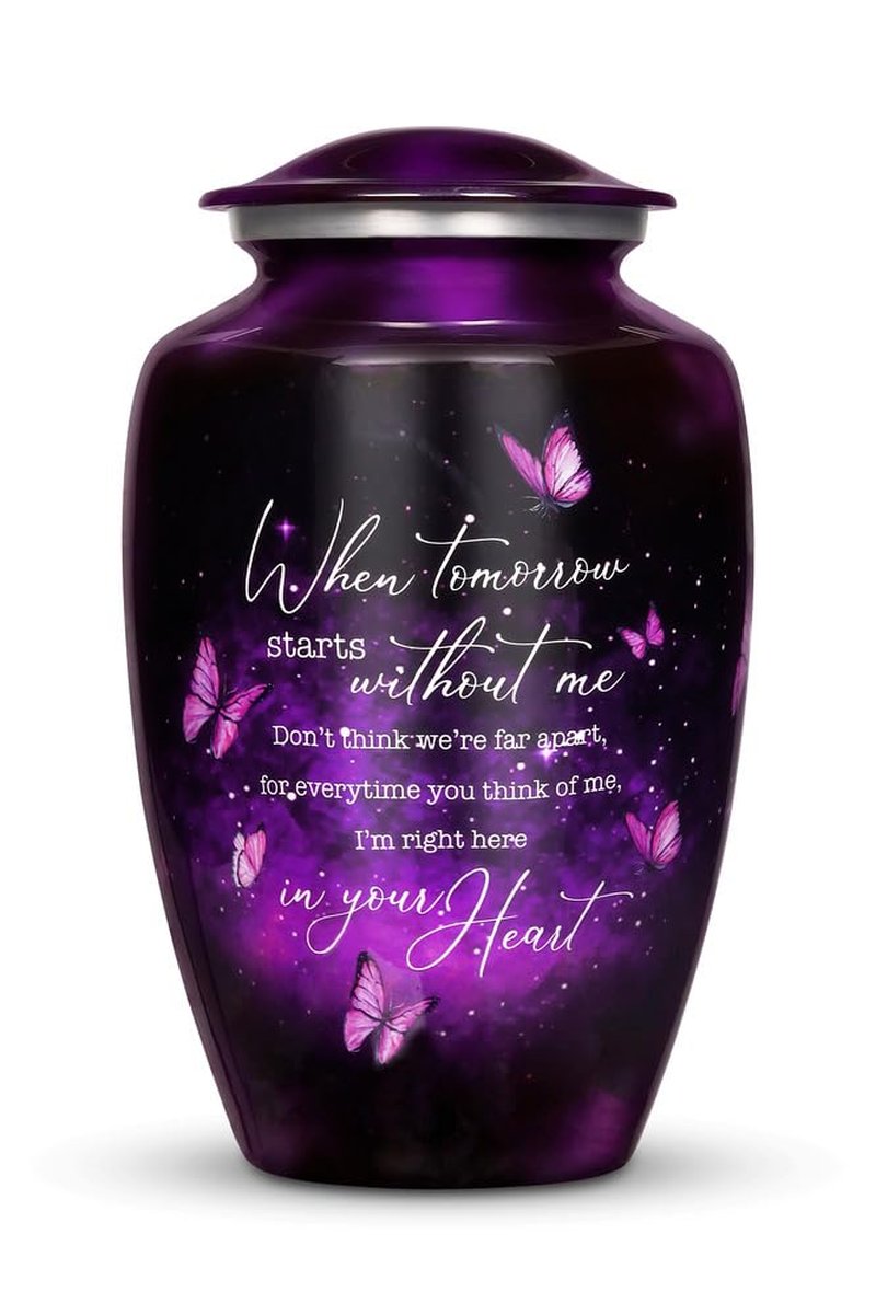 Purple Butterfly Urn for Human Ashes Adult – Large Purple Butterfly Urn for Women & Men with Secure Lid, Handcrafted Metal Urns for Ashes, Keepsake with Upto 200lbs