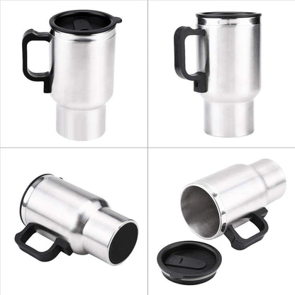 Keenso 12V Electric Car Cup Travel Heating Cup, 450ml Stainless Steel Electric Kettle Coffee Mug Heater
