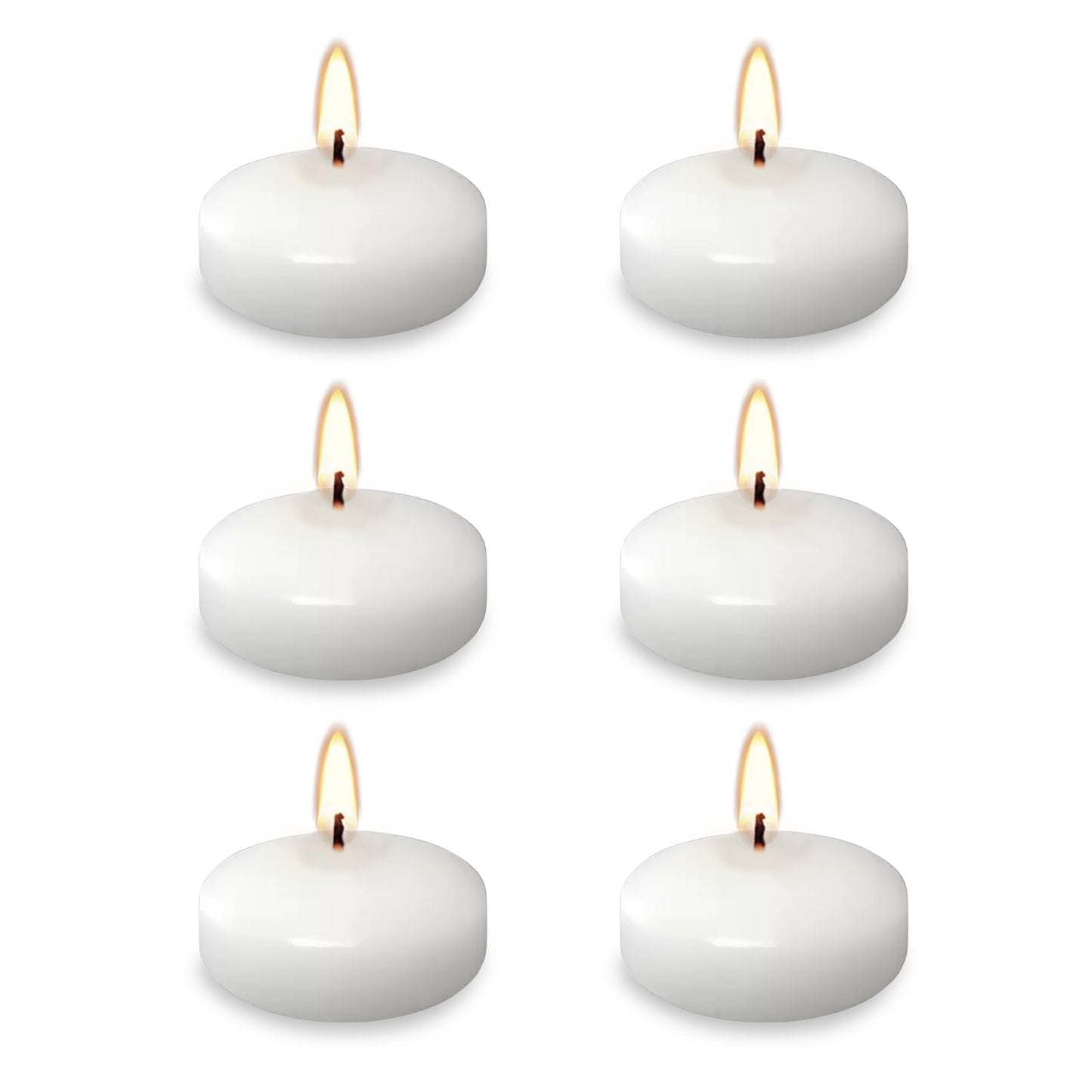 White Floating Candles 2 inch, 6 Pack Floating Candles 5-6 Hours Long Burning, Unscented Floating Candles for Centerpieces for Wedding, Proposal Decorations, Romantic Night Set (6 pack, white, 2 inch)