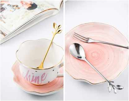 Appetizer Cake Fruit Forks Set of 8, Gold Leaf Cocktail Picks for Wedding Party and Kitchen Use