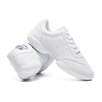 HWJHMX White Cheer Shoes for Girls Womens Youth Cheerleading Shoes Cheering Team Gear Cheer Sneakers Cheerleaders Athletic Comfortable Flats Breathable Soft Kids Cheer Shoes Size