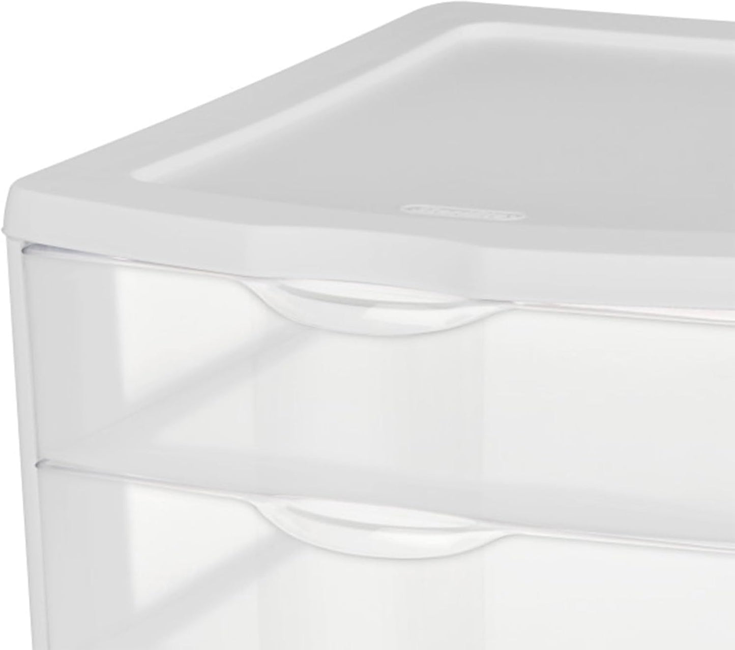 Sterilite 3 Drawer Desktop Storage Unit, White with Clear Drawers, Tabletop Organizer, 4-Pack