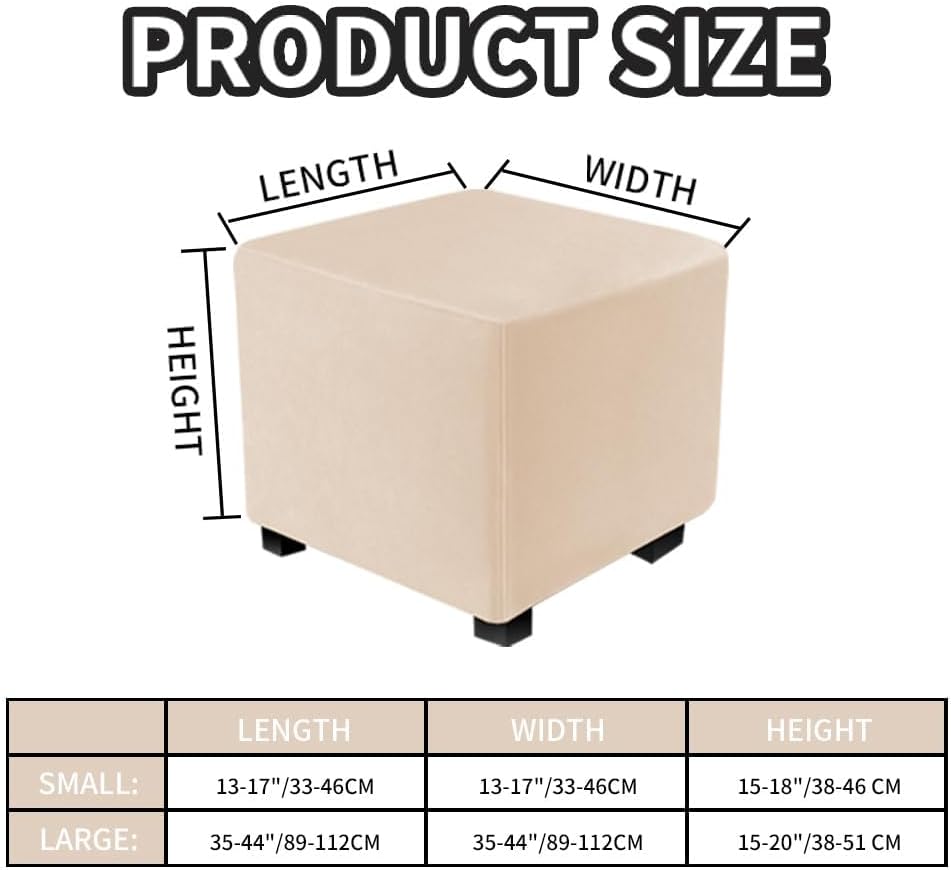 S/Length&Width:13-18"/Height:15-18",Camel) Ottoman Covers Slipcover Square Ottoman Covers Protector for Footrest Foot