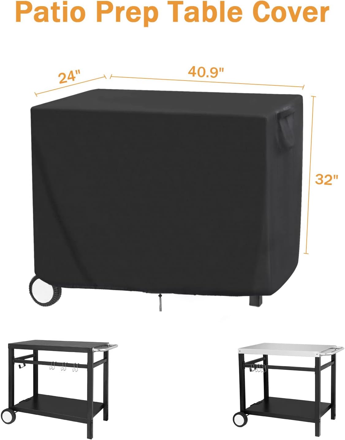 40"x24"x32", 40 inch Outdoor Prep Table Cover Compatible with Royal Goumet Movable Dining Cart Table Outdoor Bar Cart