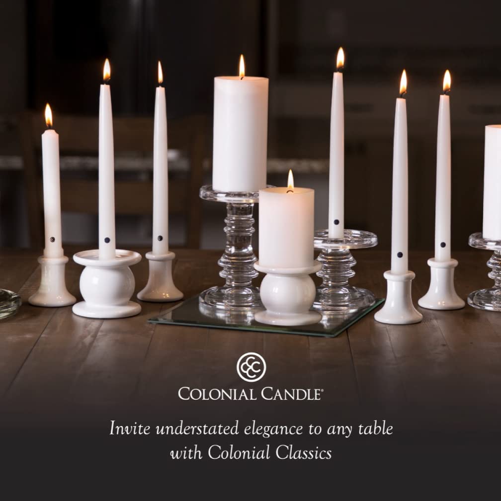 Colonial Candle Unscented Taper Candle, Classic Collection, Evergreen, 10 in, Pack of 6 Candlesticks - Up to 8 Hours Burn