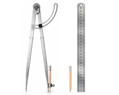 DS. DISTINCTIVE STYLE 12-Inch Large Drawing Compass, Metal Drafting Compass with Pencil Holder, Geometry Tool for Carpentry & Technical Drawing