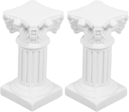 TOYANDONA Roman Pillar Statues - Elegant Greek Columns Candle Holders | 2-Piece White Resin Set