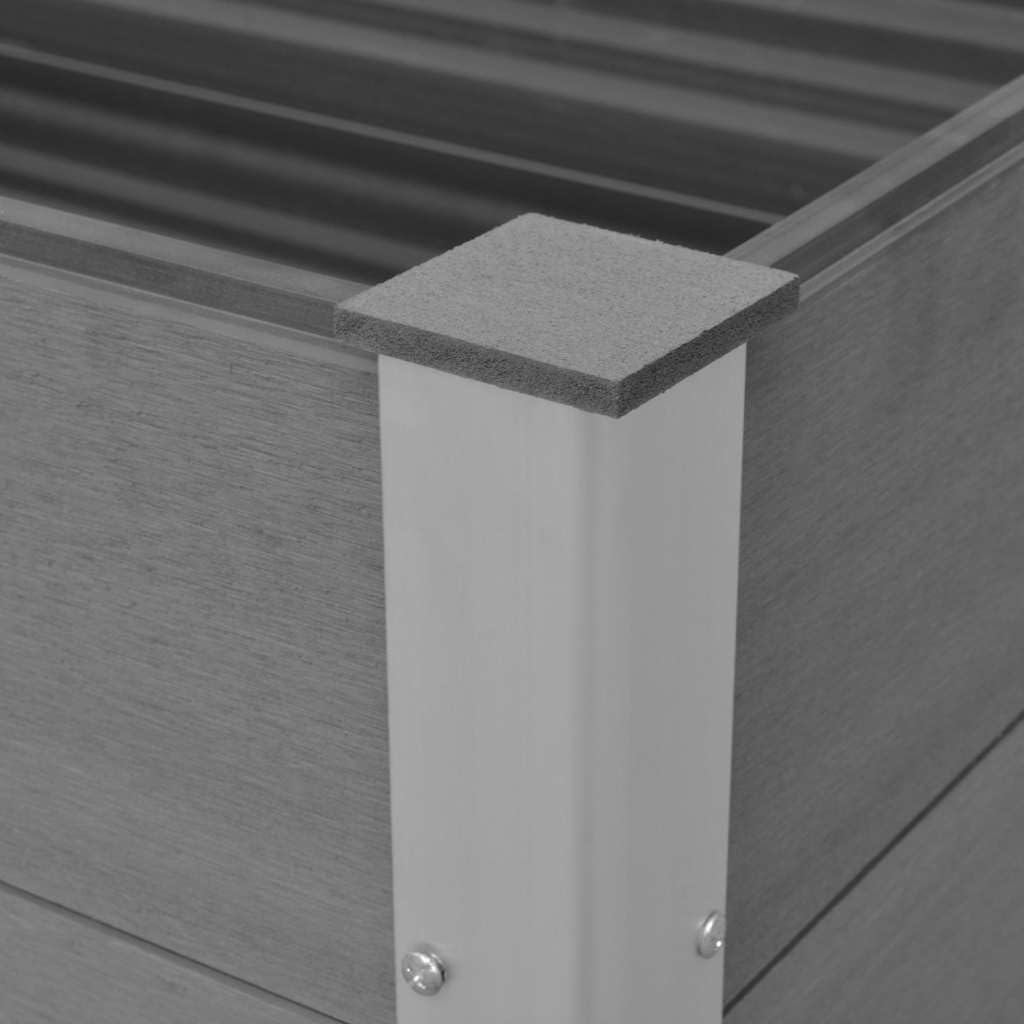 Mhdvray 39.4" Grey Square Raised Garden Bed, Wood-Plastic Composite Elevated Planter Box for Patio & Terrace, Large Outdoor Planter 100x100x91 cm