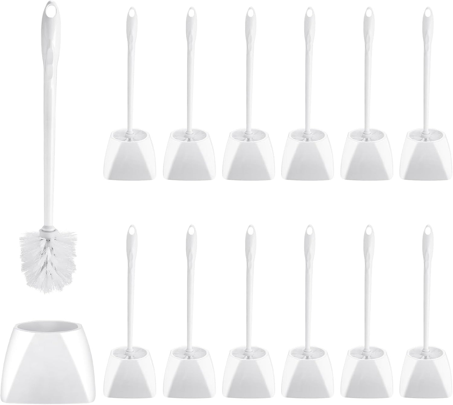 15 Sets Set 16.14 Inch FoldTier Toilet Holder and Brush Toilet Bowl Cleaner Brush with Caddy Bathroom Scrub Plastic