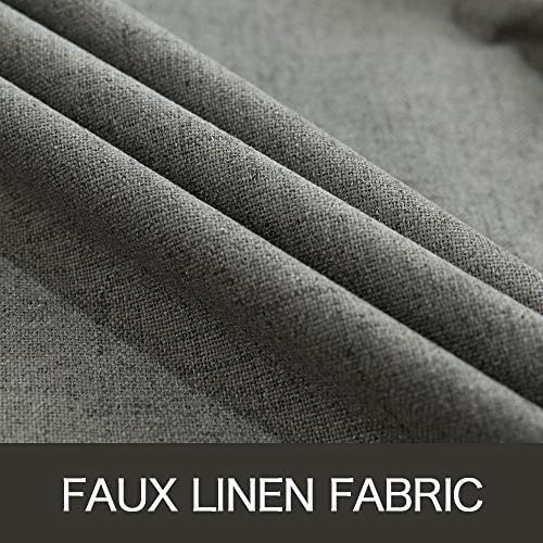 MIULEE Blackout Curtains - 100% Thermal Insulated Dark Grey Linen Texture Drapes | 52x120 Inch (2 Panels)