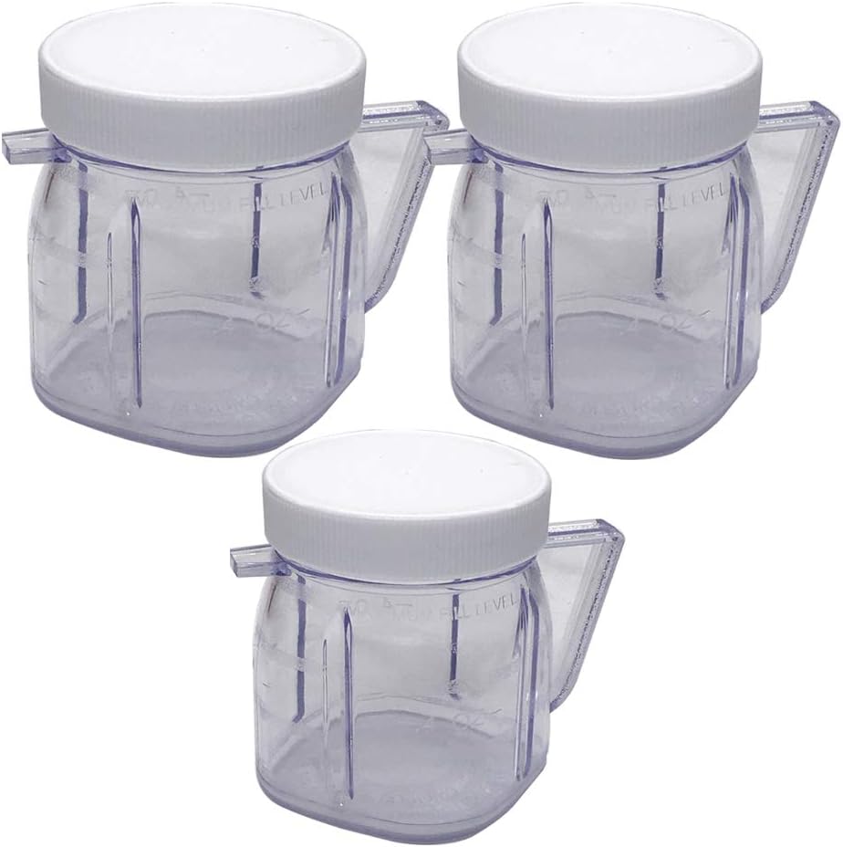 3pcs 4937 Mini 1-cup Clear Plastic Cups with Lid, Compatible with Oster Fusion Blenders & Kitchen Centers Blender (3)