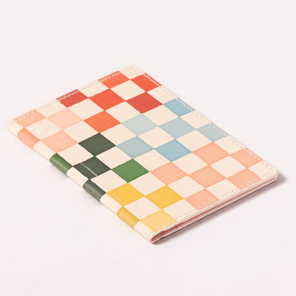 Eccolo Passport Cover Case - Premium Faux Leather, Checkered Design, 5.5x4 inches, Lightweight Travel Essential with Boarding Pass Holder Flap - Chic & Stylish Gift for Travelers