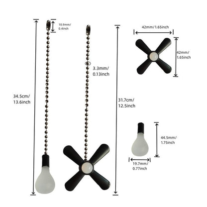QLXHBOT Pull chain, Ceiling Fan Pull Chain Extender,3.3mm Diameter Beaded Ceiling Fan Pull Chain Decorative Light Bulb and Fan 12 Inches Fan Pull Chain Set Black, 4Pcs