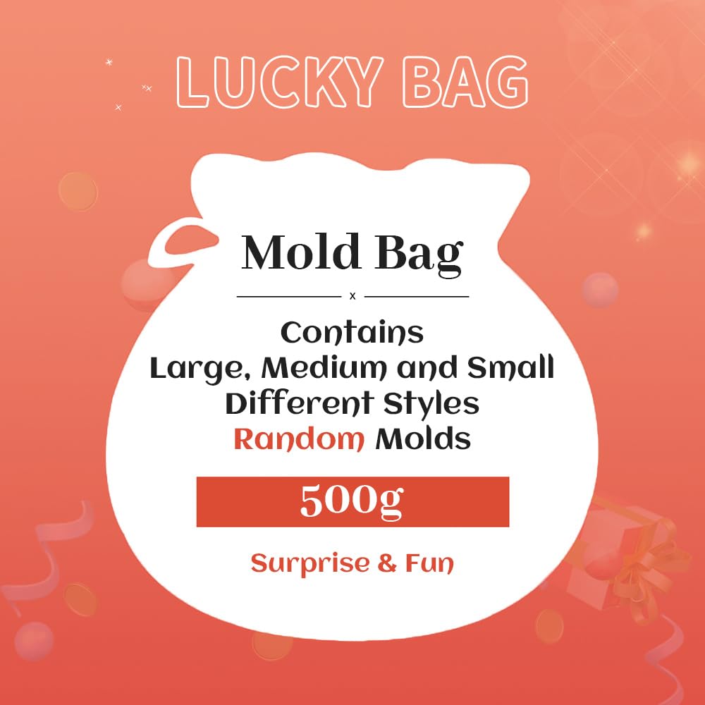 RESIN GO 500g Silicone Mold Epoxy Resin Mystery Boxes Blessing Bags Blind Box Moulds Package - Necklaces, Pendants, Coasters, Trays, Letters and Other Random Molds