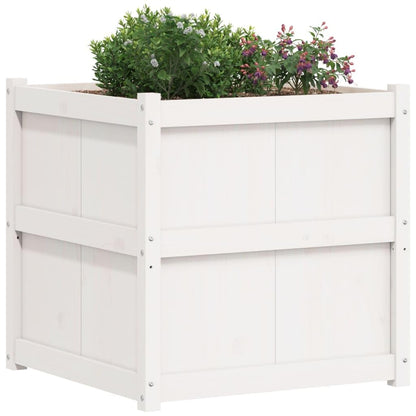 Mhdvray Large 27.6" White Solid Pine Wood Outdoor Raised Garden Planter Box, Elevated Flower & Vegetable Bed for Patio Balcony Terrace