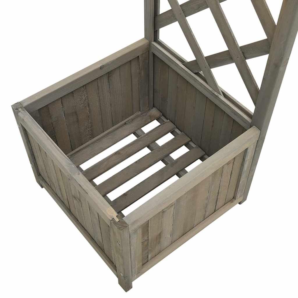 Wooden Garden Arch with Planter Box, Large Grey Firwood Pergola for Climbing Plants, Decorative Entryway for Backyard, Patio, and Lawn Decor