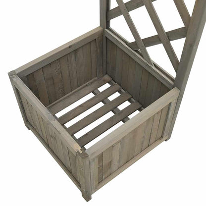 Wooden Garden Arch with Planter Box, Large Grey Firwood Pergola for Climbing Plants, Decorative Entryway for Backyard, Patio, and Lawn Decor