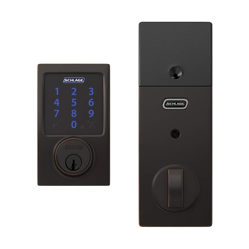 SCHLAGE BE469ZP CAM 605 Connect Smart Deadbolt With Alarm Inbuilt Camelot Trim In Bright Brass