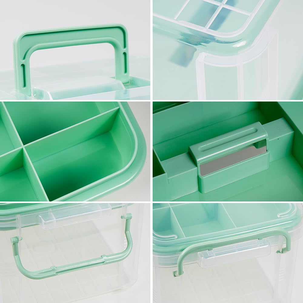 HEY FOLY 15qt Clear Medicine Organizer Storage Box with Tray, Plastic First Aid Box Empty, Thickened Medicine Container Chest, Multipurpose Medical Case with Labels, Medicine Caddy with Lids Handles
