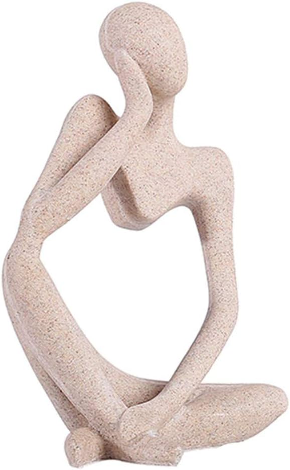 Asng Sandstone Resin Thinker Style Abstract Sculpture Statue Collectible Figurines Home Office Bookshelf Desktop Decor