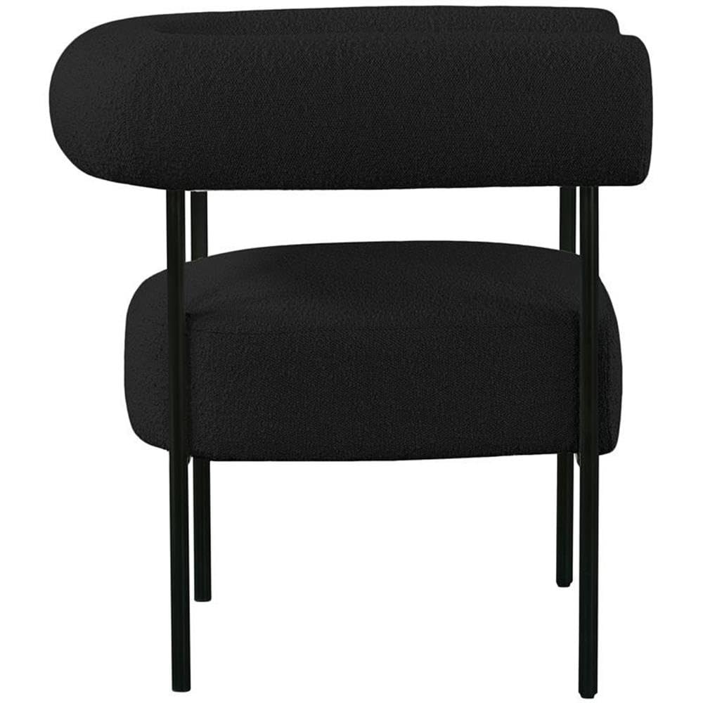 Meridian Furniture 527Black Blake Collection Modern | Contemporary Boucle Fabric Upholstered Accent Chair with Matte Black Frame, Black, 32" W x 28" D x 30.5" H