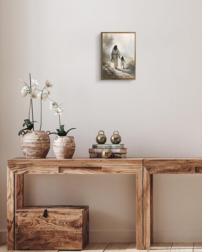 ARTZIO Canvas for Painting with Framed Jesus Religious Wall Art, Home Kids Girls Room Decor, 8x10in Ready to Hang