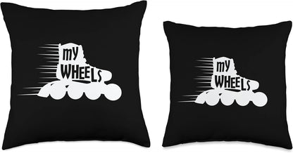 Skating Board Inline Roller Skate Throw Pillow, 18x18, Multicolor Skateboard Inline Skating My Wheels