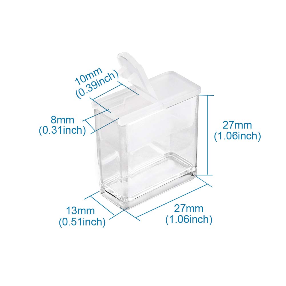 FASHEWELRY 20Pcs 1x1” Plastic Flip Top Seed Bead Small Storage Containers Diamond Painting Box Rectangle Transparent Box Organizers for 5D Embroidery Diamond drill, Nail art & Glitter