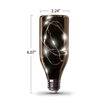 Feit Electric FY/BOT/SW/LED 1.5W Decorative Magical Glow Fairy Bottle 27K Clear LED Light Bulb, 6.07" H x 2.24" D, 2700K Soft White