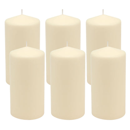 Stonebriar Long Burning Tea Light Candles, 6 to 7 Hour Extended Burn Time, White, Unscented, Bulk 200-Pack (SM-TL200) & SB-SP-3548A Tall 3 x 6 Inch Unscented Ivory Pillar Candle Set, Set of 6, 3x6