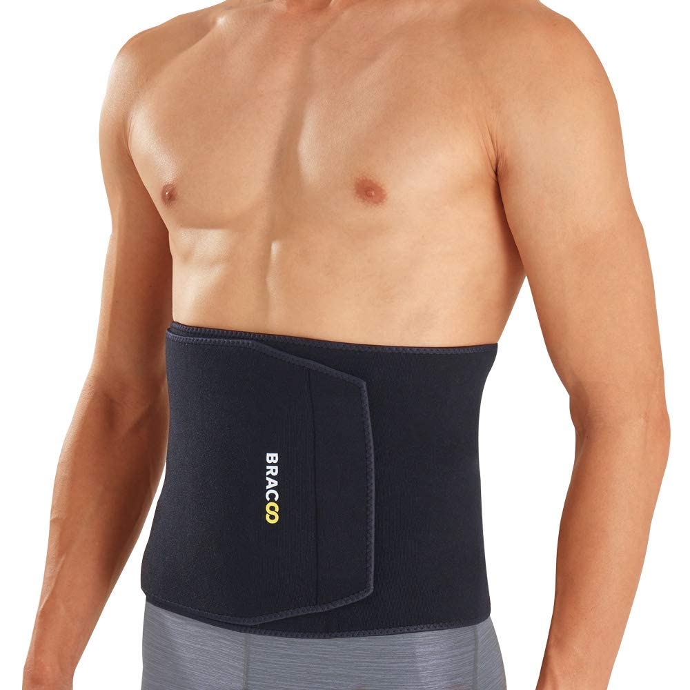 Bracoo Waist Trimmer Wrap,Sweat Sauna Slim Belly Belt for Men & Women-Abdominal Waist Trainer,Increased Core Stability, SE22 Black