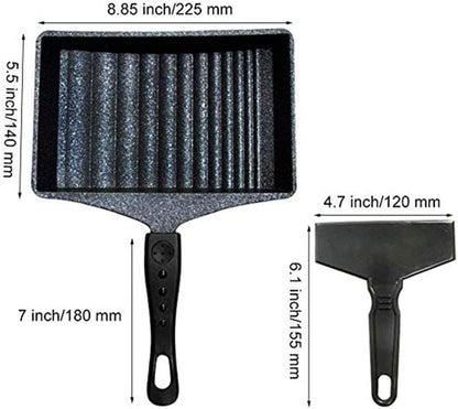Tamagoyaki Frying Pan, Non-Stick Wave Bottom Maifanite Stone Egg Roll Pan for Omelette, Japanese Snacks, Black