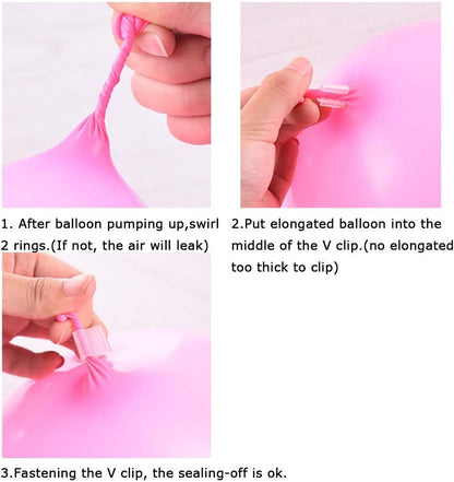 101 Pieces Clear Plastic V Balloon Clips Tie for Sealing, Wedding Party Christmas Birthday Decoration