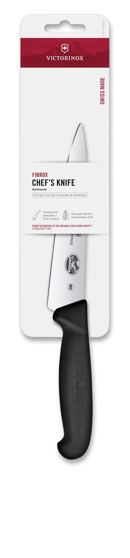Victorinox Fibrox 6 Inch Straight Edge Chef's Knife, Kitchen Knife with Stainless Steel Blade, Non-Slip Handle, Dishwasher Safe, Black