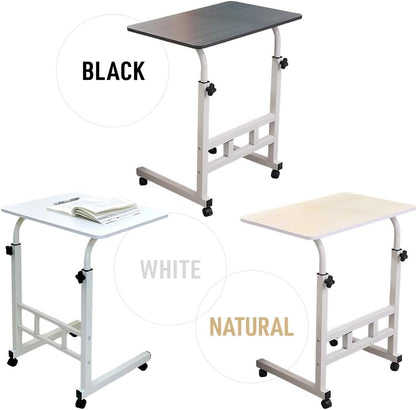 23.6" 66lbs 66 lbs Japard Small Desk on Wheels, Mobile TV Tray Table Rolling Desk for Bed Sofa, Adjustable Height Wide