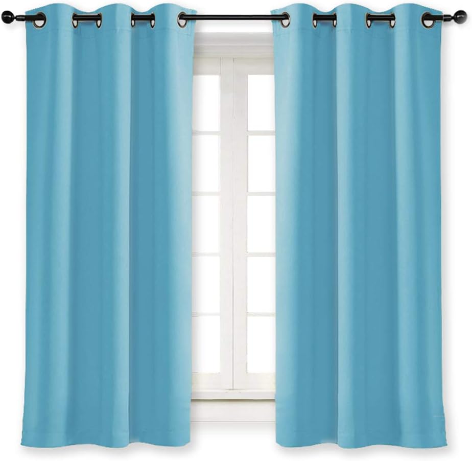 NICETOWN Blackout Curtain for Bedroom, Single Panel, W34 x L63 inches, Teal Blue, Thermal Insulated