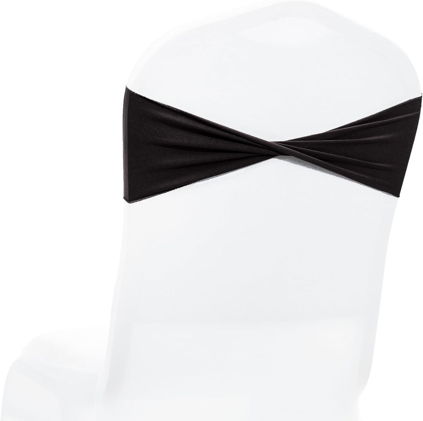Pack 10 VDS of PCS | Black | Spandex Chair Sashes Bows Without Buckle | Stretch Elastic Banquet Universal Folding Chair
