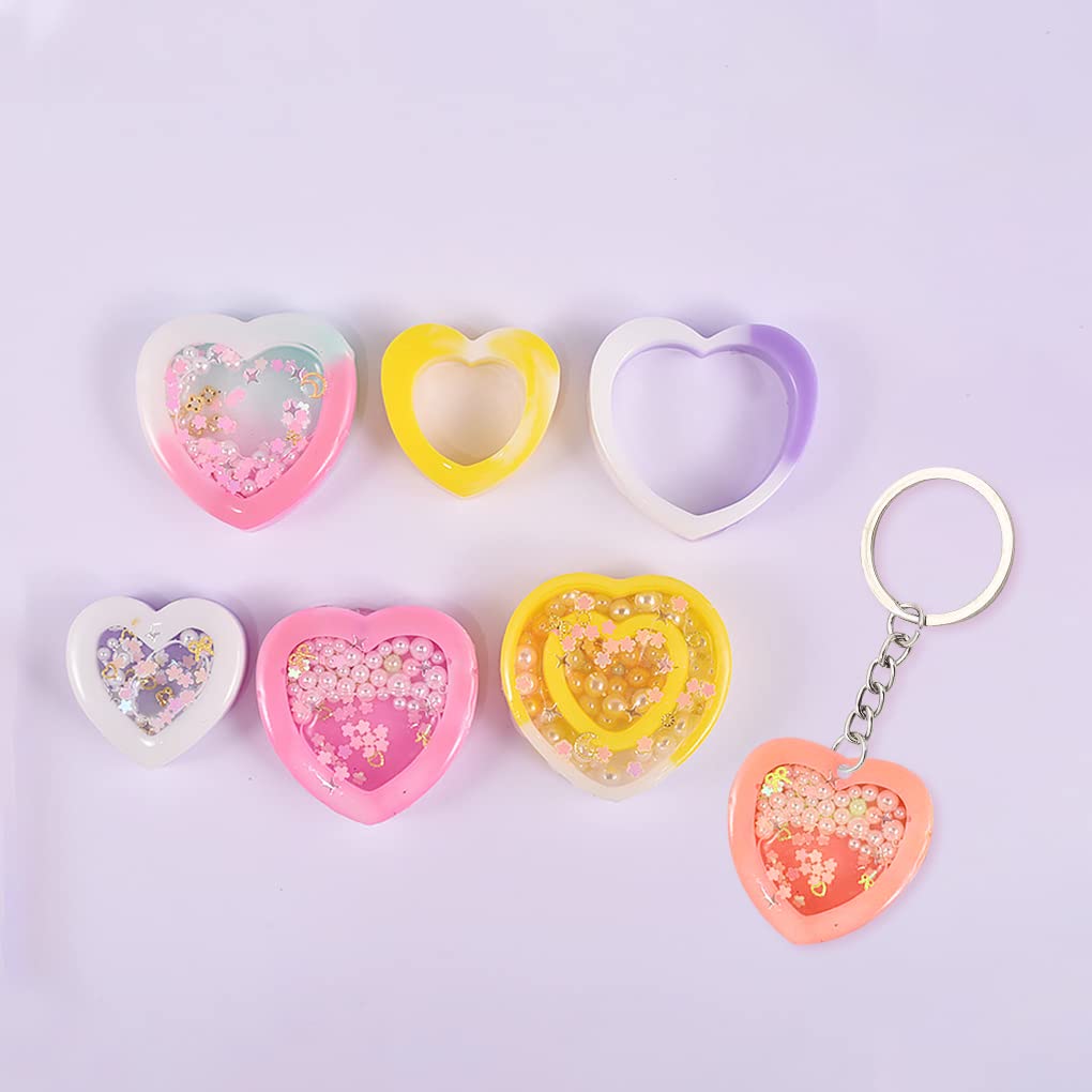 FineInno Heart Shaker Resin Molds,Hollow Heart Epoxy Resin Molds,Jewelry Molds for Epoxy Resin DIY Quicksand Pendant, Necklace,Craft Making