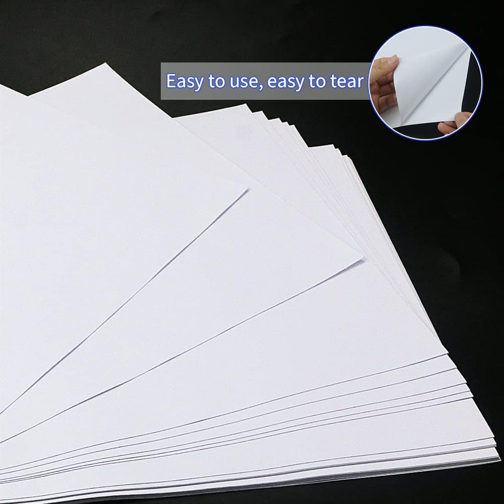 ISUSSER 60 Sheets A4 Size 8.3x11.5 Inch Clear Double Sided Adhesive Tape Sheets, Super Strong Sticky Tape, DIY Art, Craft, Home Decorative Tape with White Liner