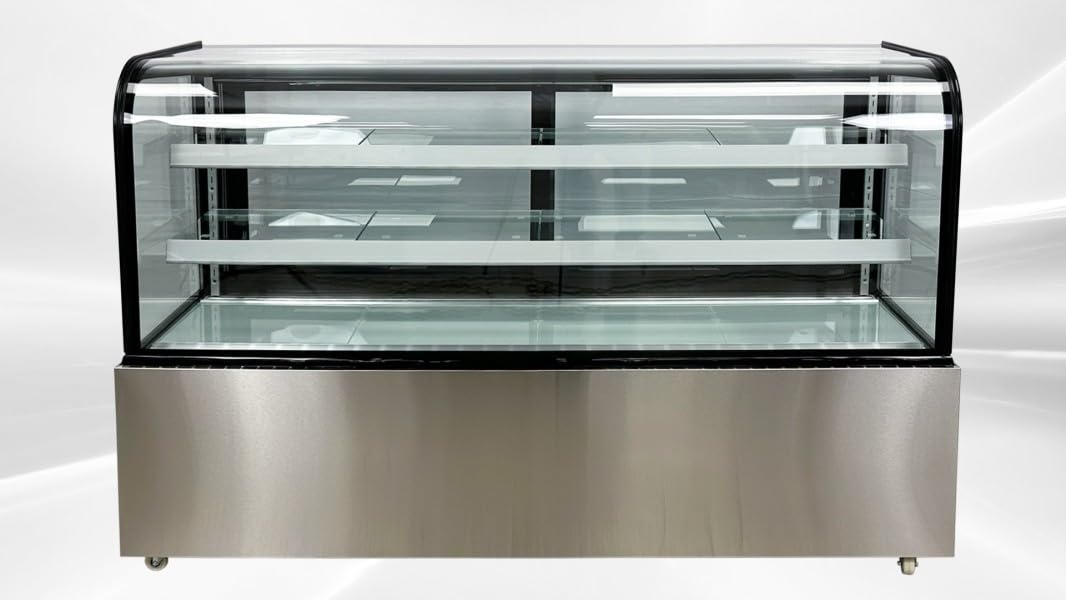 Refrigerated Bakery Display Cooler Case for Pastry Deli Curved 72" Wide Cooler Glass Display Curve Case Refrigerator - Commercial NSF UL ETL CW-570R