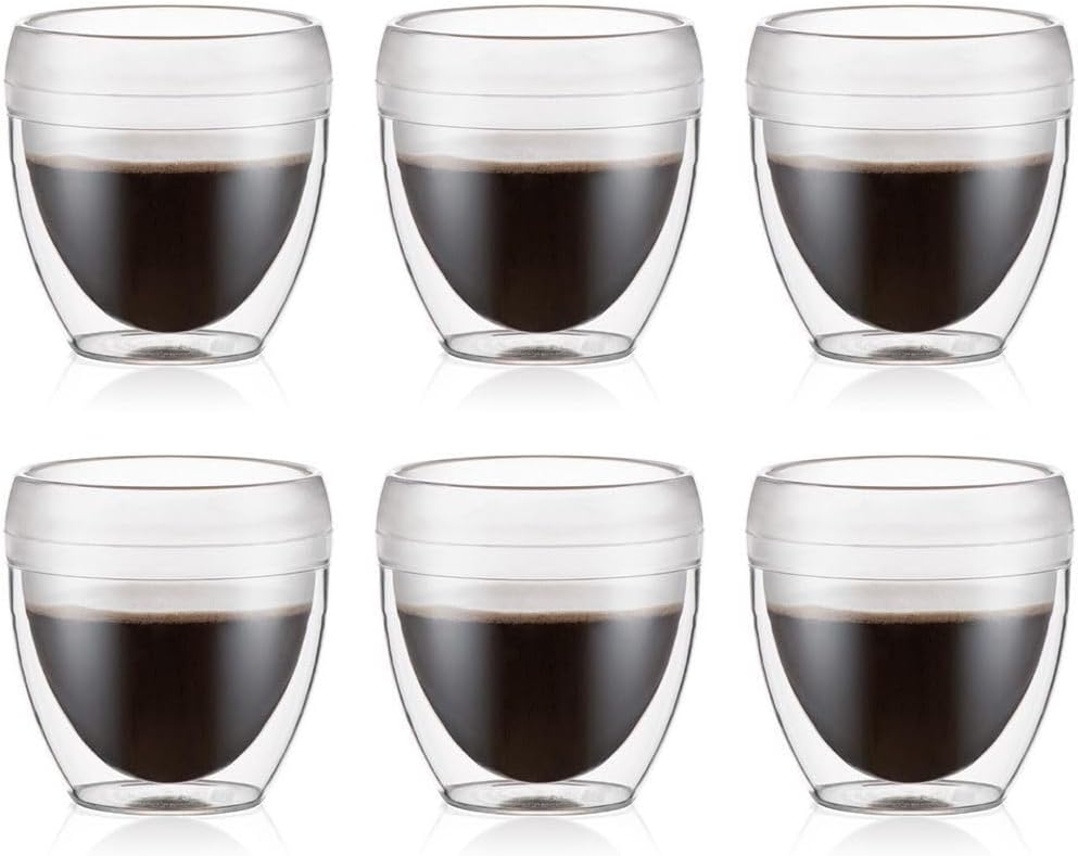 Bodum 8oz Pavina Outdoor Double-Wall Plastic Tumbler, BPA-Free, Set of 6, Clear