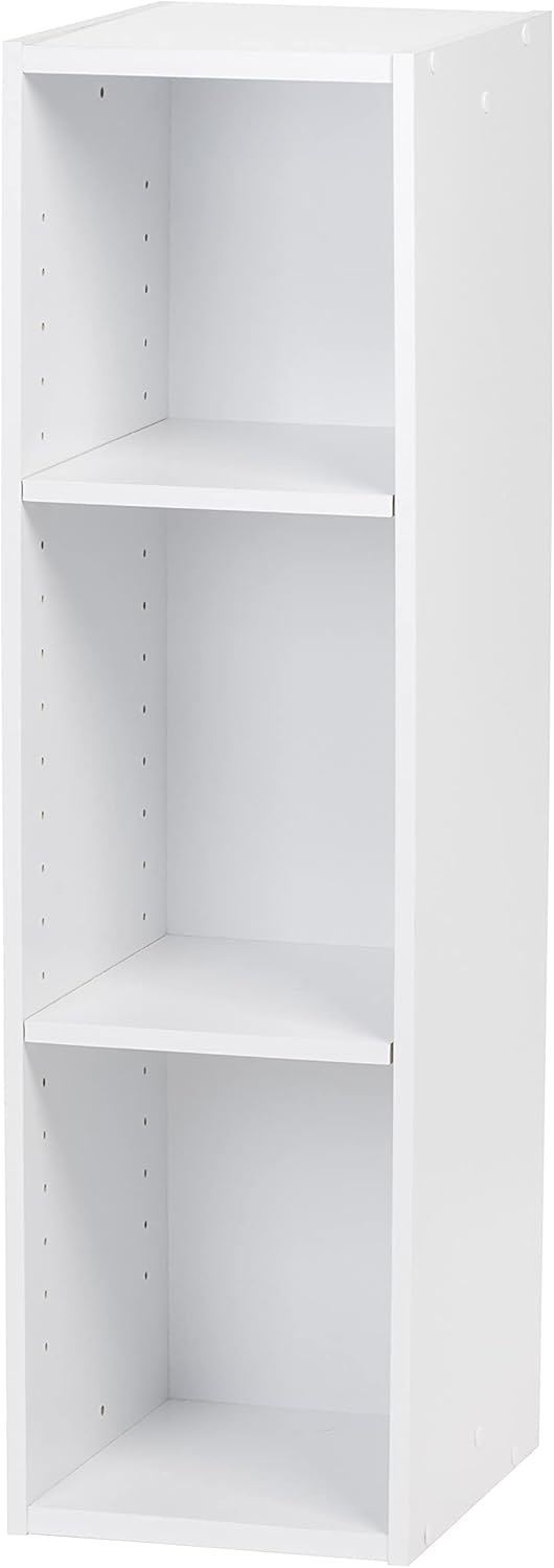3-Tier 10" IRIS USA Cubby Storage Bookshelf with Adjustable Shelves, Width Stackable Easy Assembly Space Saving