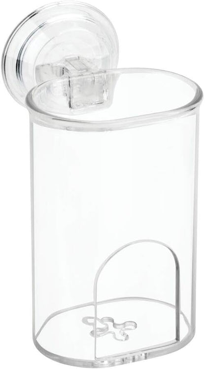 2 Pack mDesign Compact Plastic Suction Storage Center for Bathroom Organization of Toothbrushes, Electric Toothbrushes